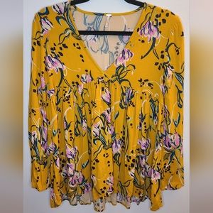 Free People Floral Flowy Babydoll Top